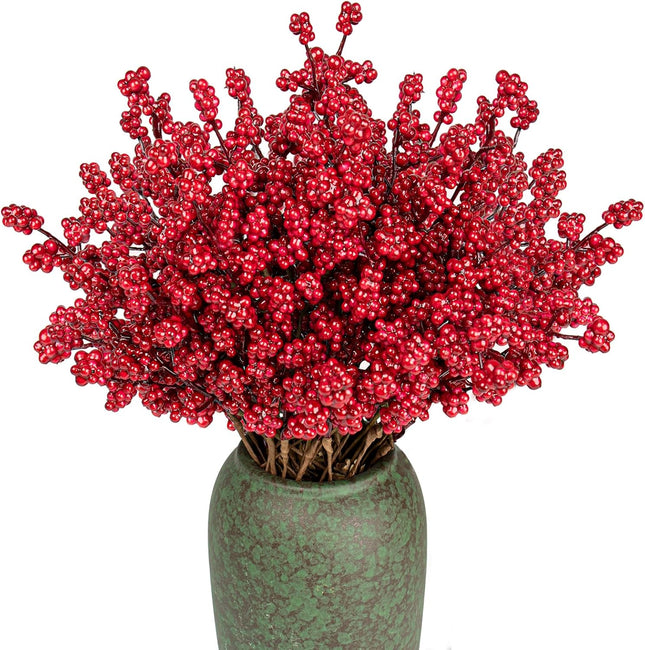 40 PCs Christmas Tree Picks 6.5 Inches Red Berry Picks Christmas Berry Stems for Winter Vase DIY Wreath Tree Table Floral Arrangement