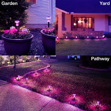 Solar Pathway Lights Pink Solar Lights Outdoor 8 Pack Solar Mushroom Lights Outside LED Lighting Solar Garden Lights Stake Waterproof for Path, Lawn,Landscape,Courtyard(Purple)