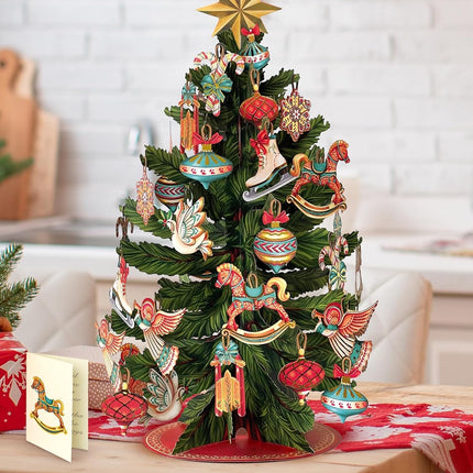 Freshcut Paper Pop Up Cards, 3D Popup Greeting Cards, Birthday Cards, Note Card & Envelope, 15" Christmas Tree
