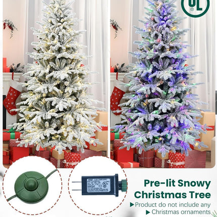 Flocked Christmas Tree Prelit 4ft Leheyhey Small Christmas Tree with LED Lights, Memory Steel Wire Branch Simulation of Fir Tree, Foldable Metal Base, 739 PE & PVC Mixed Branch Tips