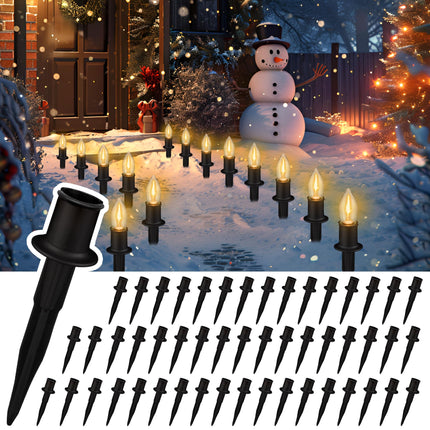d 50 Pack 6 Inch Christmas Light Stakes - for C7 C9 Pathway String Lights Outdoor, Easy Install Durable Plastic Lights Stakes, Use on Yard Garden Lawn Patio Path Walkway Decorations (50, Black)