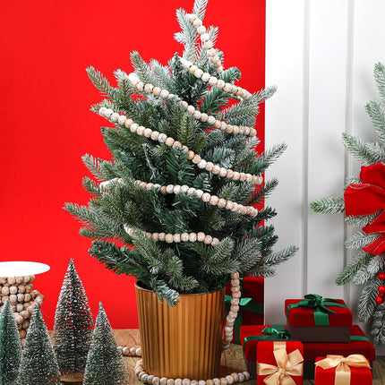 Giegxin 2 Pcs 66 Feet in Total Christmas Wooden Bead Garland Decor Christmas Tree Decorations Handmade Christmas Garland Boho Farmhouse Garland Wood Garland for Christmas Holiday Favors (Rustic White)