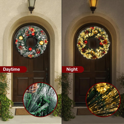 Pre-lit Christmas Wreath 28" Extra Large Christmas Wreath Artificial Deluxe Lighted Plug in Christmas Decorations Ornament with Lights Door Window Fireplace Decor 10ft Cable