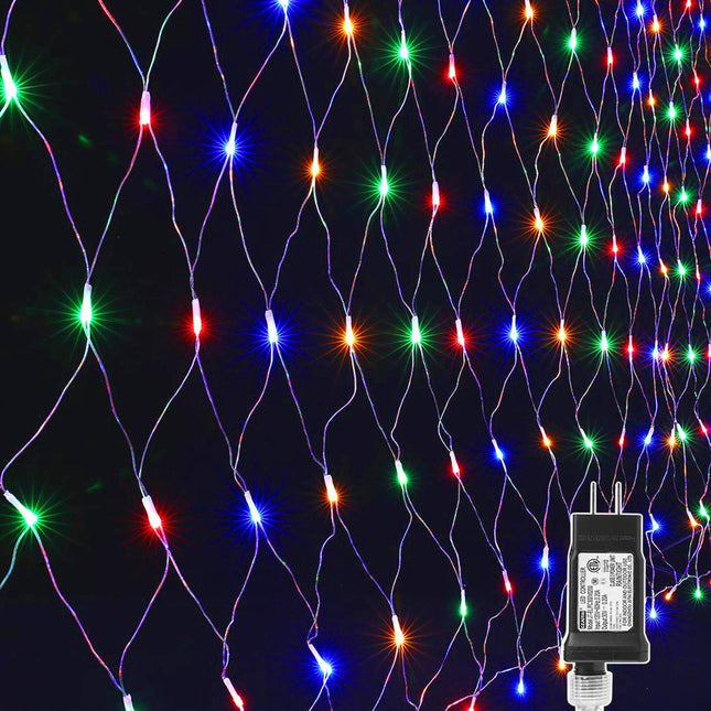12ft x 5ft 360 LED Christmas Net Lights, 8 Modes Low Voltage Mesh Christmas Decoration Lights for Xmas Trees, Bushes, Wall, Wedding, Garden, Outdoor, Indoor Decor (Multi-Color)
