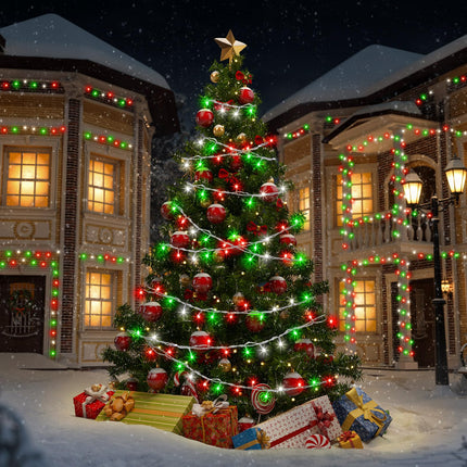 4 Pcs 49 ft Red White Green Christmas String Lights 150 Led Battery Operated Christmas Fairy Lights Timer 8 Modes Waterproof Christmas Outdoor Decoration Lights for Xmas Tree Indoor House