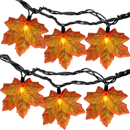 SUNSGNE Fall Lights Thanksgiving String Lights, 13.6FT 35LED Orange Leaf Lights Plug-in Fall String Lights for Thanksgiving Friendsgiving Harvest Autumn Fall Party Indoor Bedroom Home Decorations