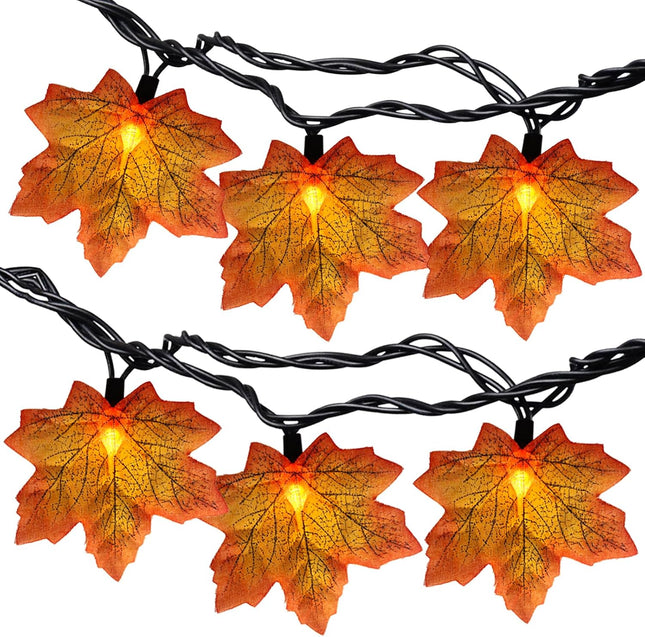SUNSGNE Fall Lights Thanksgiving String Lights, 13.6FT 35LED Orange Leaf Lights Plug-in Fall String Lights for Thanksgiving Friendsgiving Harvest Autumn Fall Party Indoor Bedroom Home Decorations