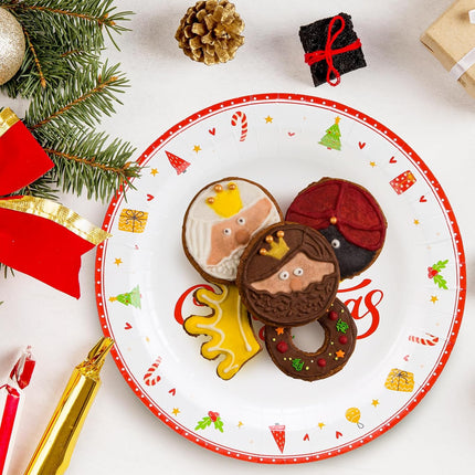 Lamosi 100Pcs Christmas Paper Plates, Paper Plates Christmas Party Supplies, 10 inch Disposable Dinner Plates for Birthday Holiday Wedding Event