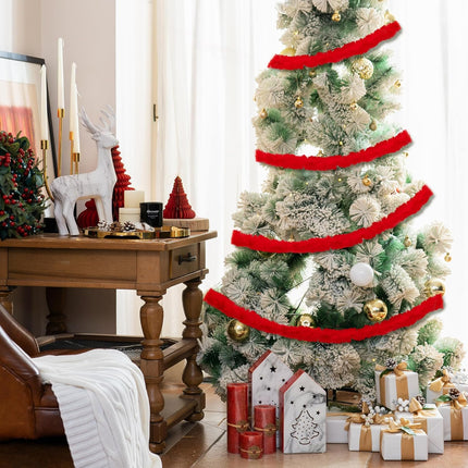 Wehhbtye 2 Pcs Christmas Tree Winding Garland, 2'' x 66 Ft Artificial Furry Roll Garland, Red Xmas Tree Fluffy Twist Decoration for Christmas Home Party Decor Sewing Santa Hat and Scarf