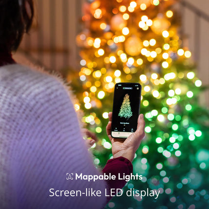 Twinkly Strings 600 LED RGB+White, LED Light String, in- and Outdoor Smart Multicolor LED Lights, Christmas Lights, Mappable LEDs, Compatible with Alexa, and Google Home, IP44, Green Wire, 157.5ft