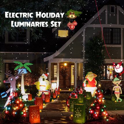 Sabary 50 Set Christmas Luminary Bags with Flameless Candles LED Tea Lights Paper Xmas Luminaries Bags Outdoor Red and Green with Tree, Snowman, Gnome Design for Christmas Party (Snowman)