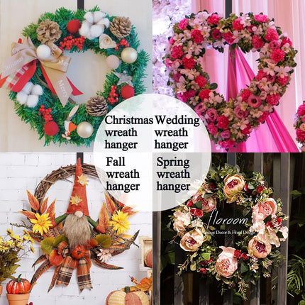 Christmas Wreath Hanger, Adjustable Wreath Hanger for Front Door 15"-25", 20lbs Metal Wreath Hanger Door Hanger Hook for Christmas Decorations