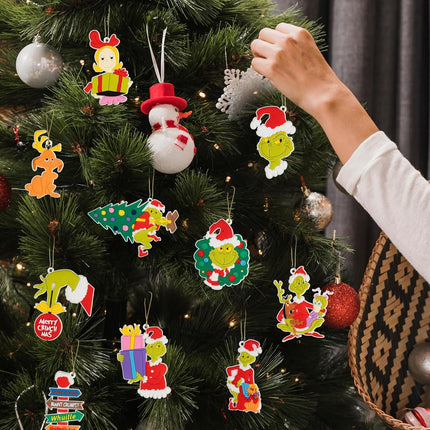 12pcs Christmas Ornaments, Christmas Tree Hanging Decorations Silicone Xmas Ornaments Pendants with Ropes for Christmas Tree Winter Crafts Holiday Stocking Stuffers Wreath Decor