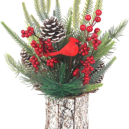 Cardinal Christmas Table Decorations, 13'' Cardinal Christmas Table Decor, Artificial Small Christmas Tree Centerpieces for Tables Christmas Year