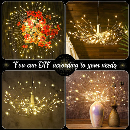 Treela Firework Lights Copper Wire Lights Waterproof 120 LED Lights 8 Modes Dimmable String Fairy Lights with Remote Control for Christmas Indoor Outdoor Tent Patio Decor
