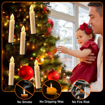 RaceGT 20 Pcs Flameless Candles with Remote, Clip On Candle Lights for Christmas Tree with Timer, Battery Operated LED Window Candles, Taper Floating Candles for Home Indoor Outdoor Christmas Decor