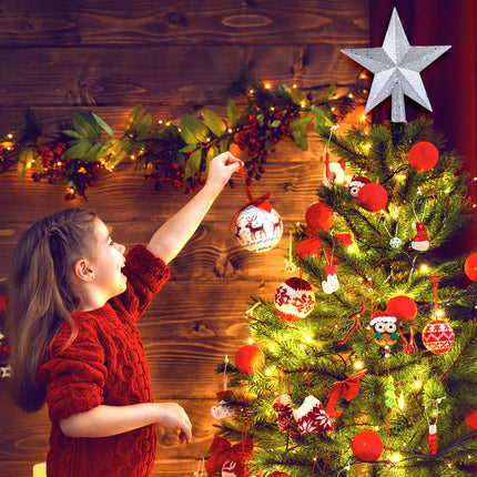 8 Inch Christmas Tree Topper, Glitter Star Tree Topper Christmas Tree Decoration Ornaments for Xmas Holiday Treetop (Silver)
