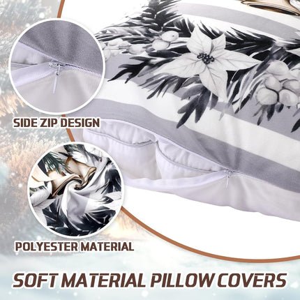 Peryiter 9 Pieces Winter Pillow Covers 18 x 18 Inch Christmas Trees Truck Wreath White Christmas Pillow Cases Winter Holiday Farmhouse Pillow Couch Covers for Winter Christmas Decorations