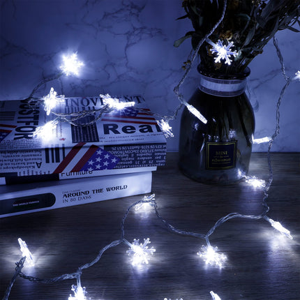 Twinkle Star 100 LED Christmas Snowflake String Lights, 49 FT Plug in Fairy Light Waterproof, Extendable for Indoor Outdoor Holiday Wedding Party, Xmas Tree, Year, Garden Decorations (White)