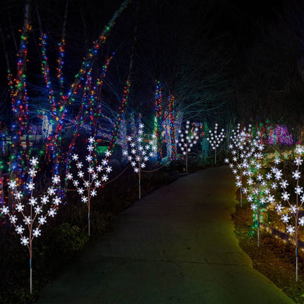 Homeleo 4 Set Snowflake Solar Christmas Lights,Bright White 80 LEDs Prelit Snowflake Tree,Waterproof Pathway Landscape Lights,Solar Decorative Lights for Outdoor Christmas Patio Porch Yard Decorations
