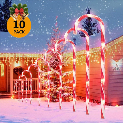 21Inch Christmas Decorations Candy Lights,10 Pack Candy Cane Lights Outdoor Pathway, Candy Cane Christmas Decorations,LED Yard Lawn Pathway Lights,Christmas Outdoor Decoration Lights UL588