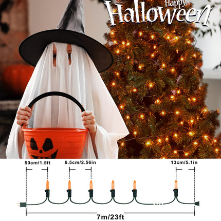 Hopolon Orange Halloween Lights, 2PACK 13ft 50 Orange Lights String,120V UL Orange String Lights, Plug in Green Wire Fall Lights Waterproof for Spooky Thanksgiving Party Decor(2pcs Orange)