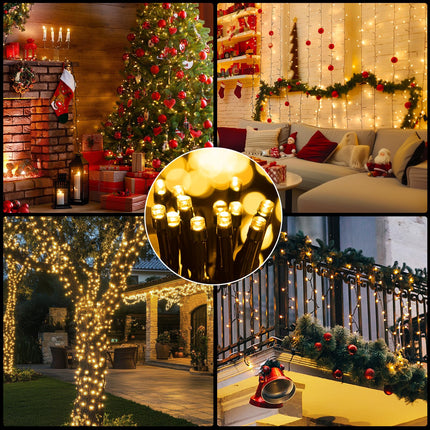 66ft 200 LED Christmas String Lights, End-to-End Plug 8 Modes Christmas Lights with Timer, Outdoor Indoor Fairy Lights Christmas Tree, Patio, Garden, Party, Wedding, Holiday (Warm White)