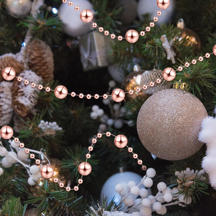 Pangda 65.6 Feet Christmas Tree Beads Garland Plastic Pearl Strands Chain for Christmas Wedding Decoration (Rose Gold)