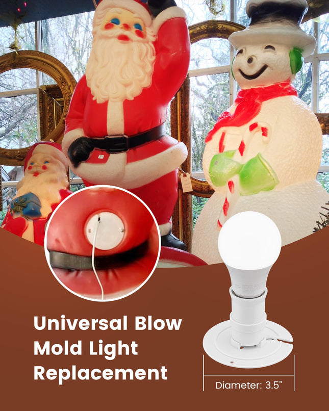 SURAIELEC 2-Pack Blow Mold Light Kit Replacement, Outdoor Blow Mold Lights with E26 E27 Socket, 3.5" Universal Light Plate for Blow Mold Santa, Wisemen, Halloween Christmas Village House, 5 FT Cord