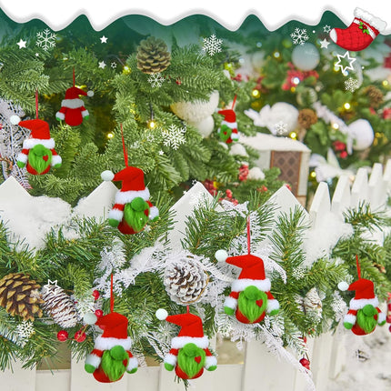 Syhood 8 Pcs Lime Green Furry Gnome Ornament Christmas Red and Green Hanging Ornament Xmas Cute Gnome Plush Doll s with Rope for Christmas Tree Decorations Party Home Fireplace Stair Window