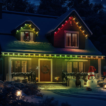 Permanent Outdoor Lights Pro, IP67 Waterproof Smart LED Starry Eaves Lights with App/Remote Control, 30ft with 22 LED Warm & Cold White LED Lights for Halloween Christmas Holiday Decor