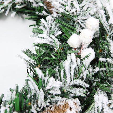 12 Inch Little Christmas Wreath with Pinecone Berries Jingling Bell Christmas Decorations Ball Front Door Wreath for Outdoor Indoor Party Wall Table Home Decor Brown Sign Flocking Pinecone Wreath