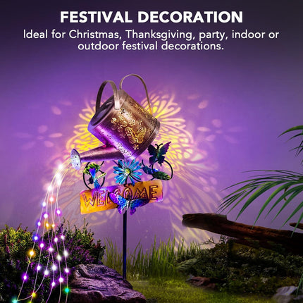 Solar Lights Outdoor Waterproof, Solar Outdoor Garden Decor Watering Can, Large Hanging Lantern Outside Decorations for Backyard Patio Yard Porch Pathway
