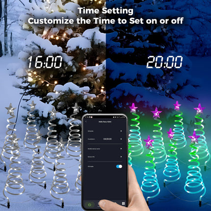 8 Pack Christmas Pathway Lights Outdoor,Smart Spiral Christmas Tree Pathway Lights,Outdoor Christmas Decorations or Yard Patio Walkway Garden Decor APP Control Music Schedule Waterproof