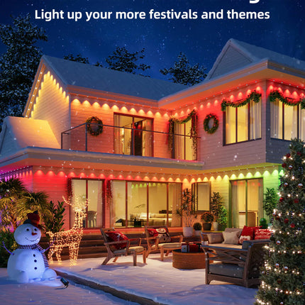 Permanent Outdoor Lights, 63.6ft with 36 RGBIC LED Lights with App Control, Waterproof Permanent Christmas Lights for Outside Roofline Decor, Garden Decor, House,Party, Holiday Xmas Decoration