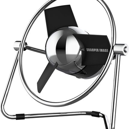 Sharper Image Sbm1Si Usb Fan With Soft Blades, 2 Speeds, Touch Control, Quiet Operation, Metal Frame, 5V Wall Adapter, 6 Ft