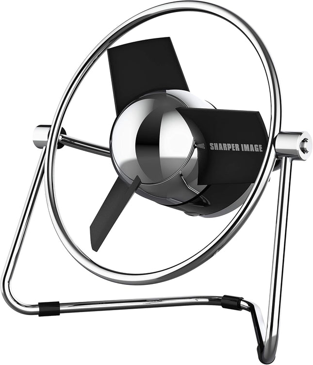 Sharper Image Sbm1Si Usb Fan With Soft Blades, 2 Speeds, Touch Control, Quiet Operation, Metal Frame, 5V Wall Adapter, 6 Ft