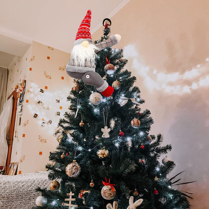 Gnome Tree Topper,Gnome Christmas Tree Topper,Gnome Christmas Decorations,Funny Christmas Tree Topper Gnome,Hand Made Christmas Decorations Holiday Home Decor,Also be Used as Curtain Tie(Red)