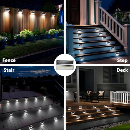 Solar Outdoor Deck Lights: 10Pack 30Led Fence Solar Step Outside Lights Waterproof,Stainless Steel Outdoor Stair Fence Porch Ligh
