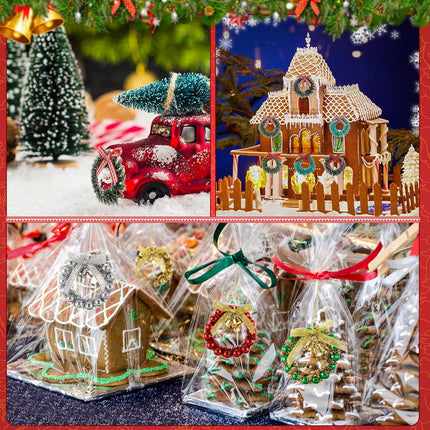 30 Pieces Mini Christmas Wreaths Artificial Christmas Wreath Wreaths Xmas Wreaths with Bows Christmas Tree Hanging Decor for Christmas Dollhouse Party Crafts and Decorations