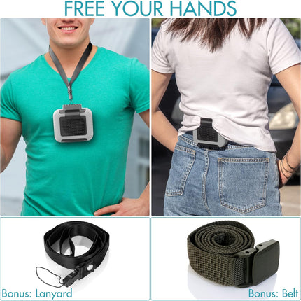 Comlife Portable Waist Clip Fan, 6000Mah Rechargeable Battery Powered Usb Input Output Ports Included, Max.24H Working, 3 Speeds