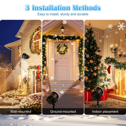 Christmas Snowflake Projector Lights Outdoor, Led Snowflake Light with Remote Control, IP65 Waterproof, Snowfall Show Lights for Outdoor Indoor Xmas Holiday Party Patio Garden Decoration