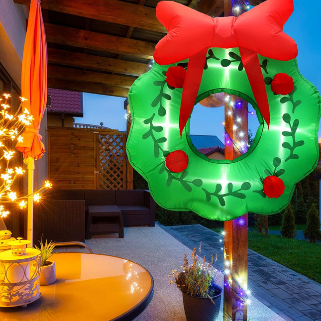 3 ft LED Lights Christmas Inflatables Decoration Blow up Yard Decorations Decor Inflatable Wreath Hanging Xmas Outdoor Decorations for Lawn Patio Garden Holiday Party Winter Decor (Bow)