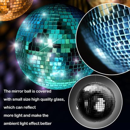 WILLBOND 17 Pack Large Christmas Disco Ball Hanging Disco Ball Small Mirror Disco Balls Decorations for Party Xmas Festivals Decor Decoration (8 Inch, 6 Inch, 1.2 Inch)