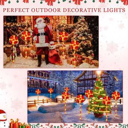 Retisee 16 Pack 320 LED Christmas Pathway Lights Lollipop Christmas Lights 28 Inch Candy Cane Lights Outdoor Pathway Markers 8 Modes Waterproof String Lights for Holiday Party Garden Yard Decor