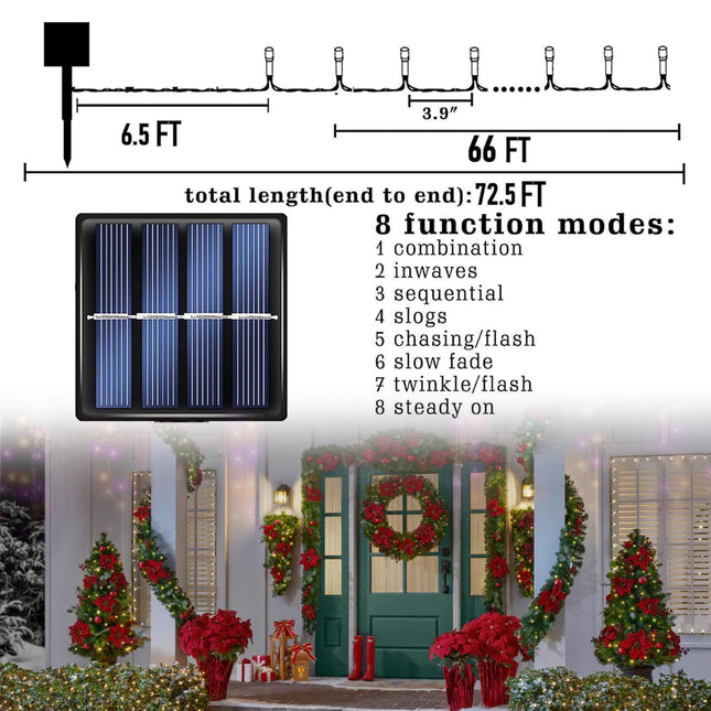 TW SHINE 2 Pack Solar Christmas Lights Decorations Outdoor, Total 400 LED 132 FT Solar Powered Outdoor Christmas Light with 8 Modes, Waterproof Christmas Decor for Home Tree Party Yard (Multi-colored)