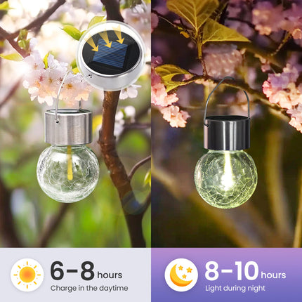 Hanging Solar Lights Outdoor, d Moving Led Beads,Solar Powered Waterproof Lighting,8 Pack Hanging Globe Solar Lights for Garden Yard Patio Fence Christmas Decoration (Warm White)