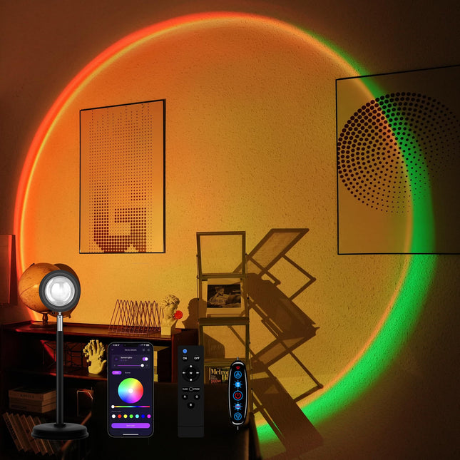 Sunset Lamp Projector with Remote Control, Multiple Colors LED APP Control Sunset Light Three Control Methods Night Light for Room Decor/Christmas s/Photography/Party/Bedroom Decor