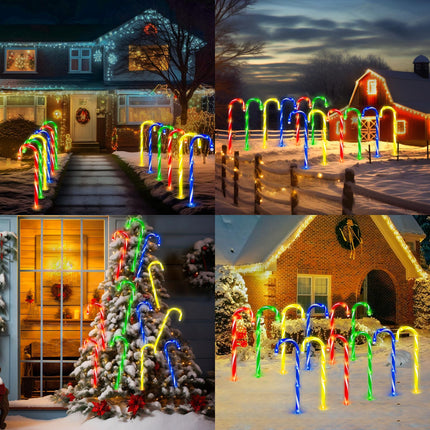 HELESIN 12 Pack Christmas Candy Cane Lights with Remote Control, 25.6" d Christmas Pathway Markers Lights Waterproof Outdoor Decorations with 8 Lighting Modes for Patio Garden Yard Xmas Decor