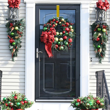Wreath Door Hanger, Adjustable Wreath Hangers for Front Door from 15 to 25 Inch, Non Scratch Over the Door Hooks, 20lbs Metal Hook Perfect for Heavy Easter Halloween Christmas Wreaths Home Decorations